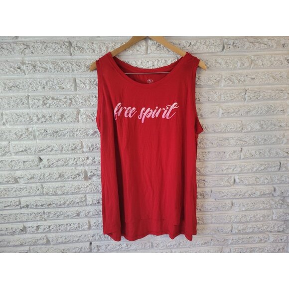 Athletic Works Womens Top XXXL 22 Plus Tee Sleeveless Free Spirit RED84E - Picture 1 of 8